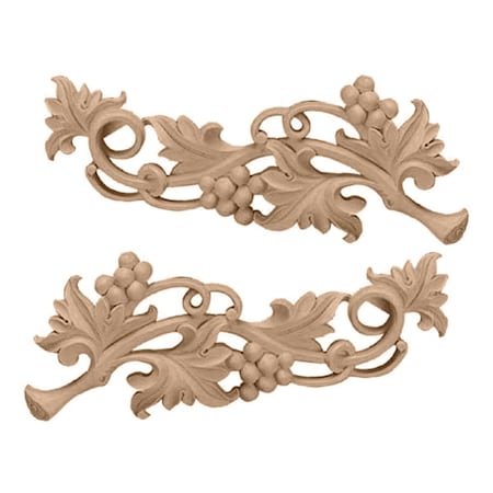 9 1/4W X 3 1/2H X 5/8D (Each Side) Small Grape Scrolls (Pair), Rubberwood PR